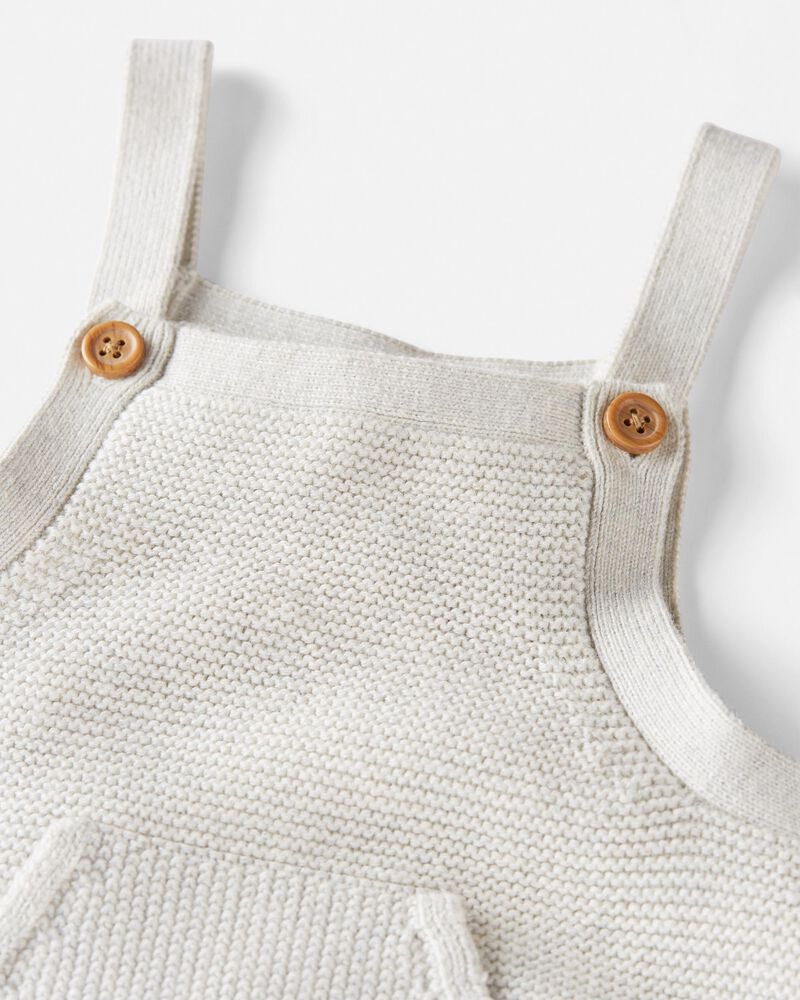 Baby Organic Cotton Sweater Knit Overalls in Heather Grey, image 3 of 5 slides