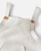 Baby Organic Cotton Sweater Knit Overalls in Heather Grey, image 3 of 5 slides