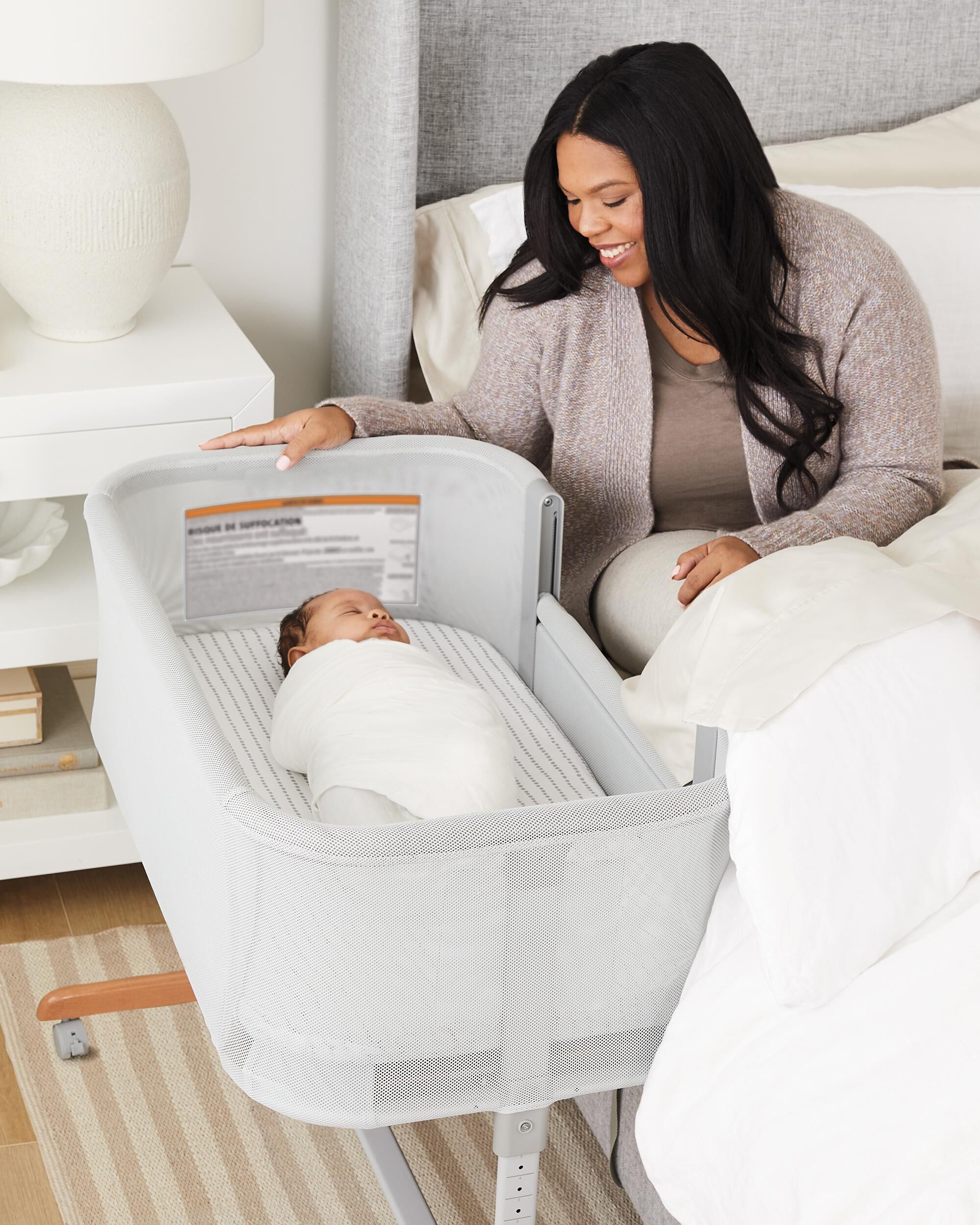 Cozy-Up 2-in-1 Bedside Sleeper & Bassinet Fitted Sheet - Blue Clouds, image 3 of 17 slides
