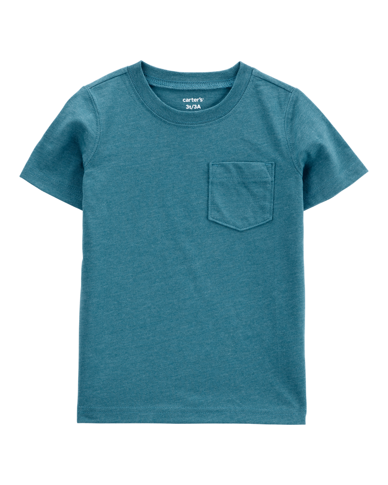 Toddler Solid Short-Sleeve Pocket Tee - Teal, image 1 of 3 slides