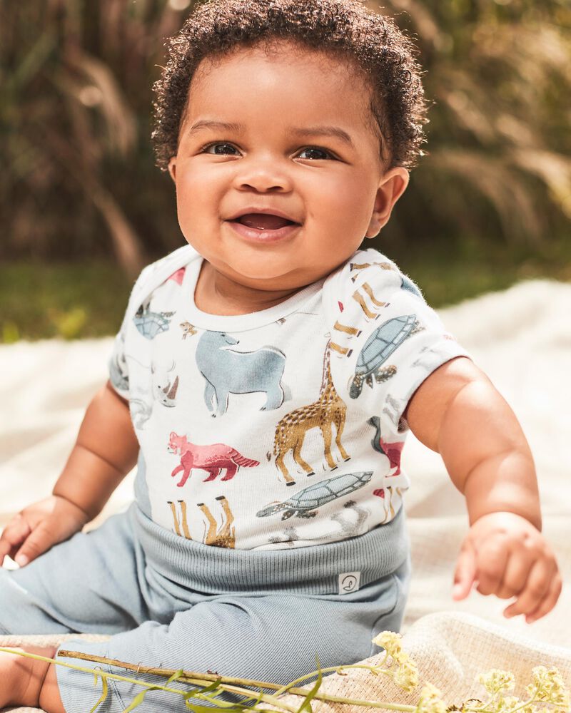 Baby Organic Cotton Rib 3-Pack Animal & Striped Bodysuits, image 6 of 7 slides