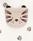 Baby Boy Tiger Print 2-Way Zip Cotton Sleep & Play Pajamas - Ivory, image 3 of 4 slides