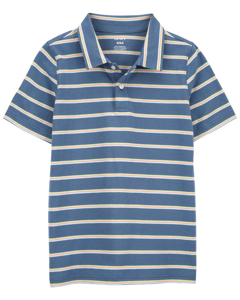 Kid Striped Jersey Polo Shirt, image 1 of 3 slides