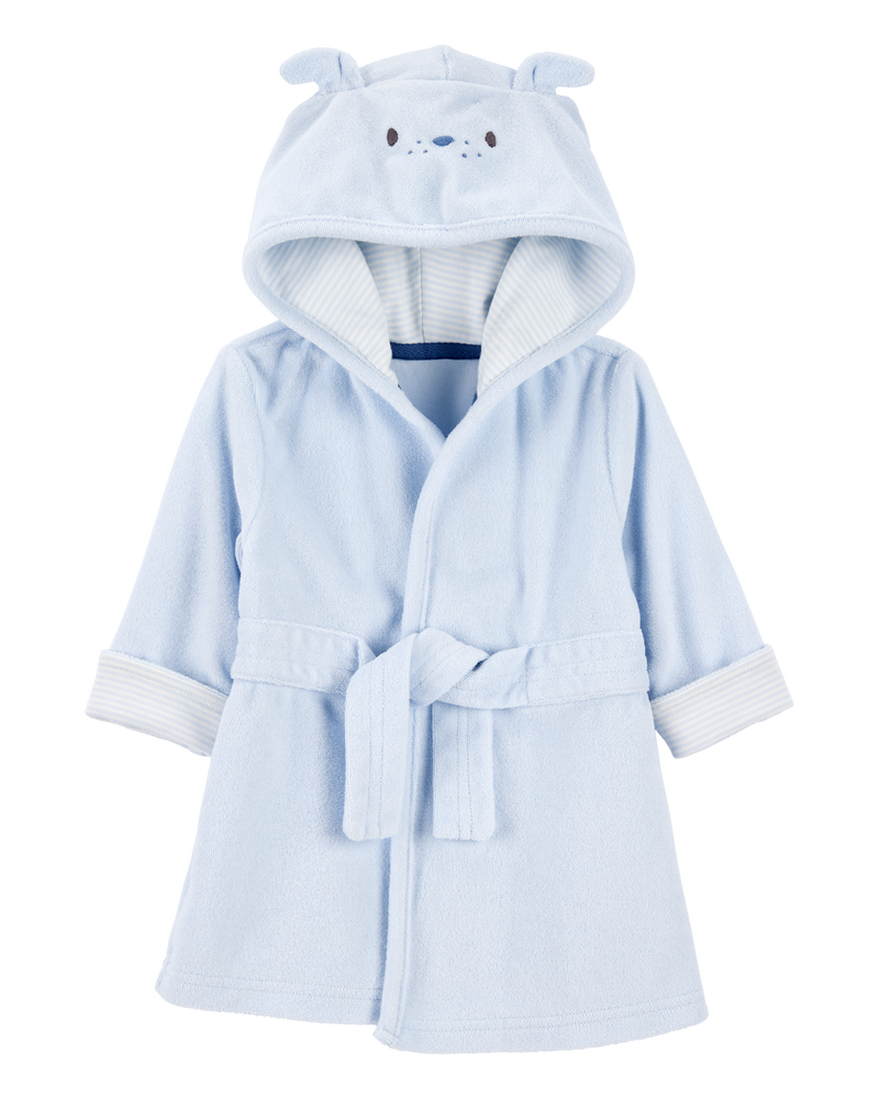 Baby Dog Hooded Terry Robe - Blue, image 1 of 4 slides