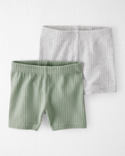 Baby 2-Pack Organic Cotton Ribbed Pedal Shorts, image 1 of 4 slides