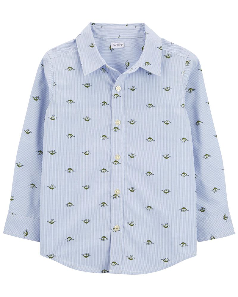 Kid Dinosaur Button-Front Shirt, image 1 of 4 slides