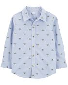 Kid Dinosaur Button-Front Shirt, image 1 of 4 slides