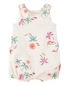 Baby Beach Print Cotton Romper, image 1 of 4 slides