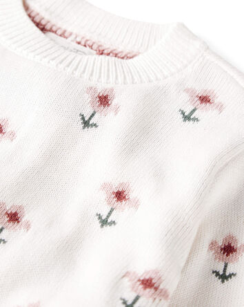 Toddler Organic Cotton Sweater Knit in Wildflower Maze Print, 
