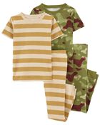 Kid 4-Piece Camo Striped 100% Snug Fit Cotton Pajamas, image 1 of 4 slides