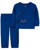 Toddler 2-Piece Dinosaur French Terry Pajama Set, image 1 of 3 slides