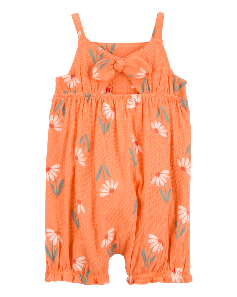 Baby Girl Floral Tank Romper - Orange, image 2 of 4 slides