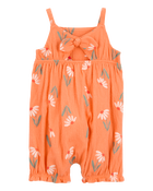 Baby Girl Floral Tank Romper - Orange, image 2 of 4 slides