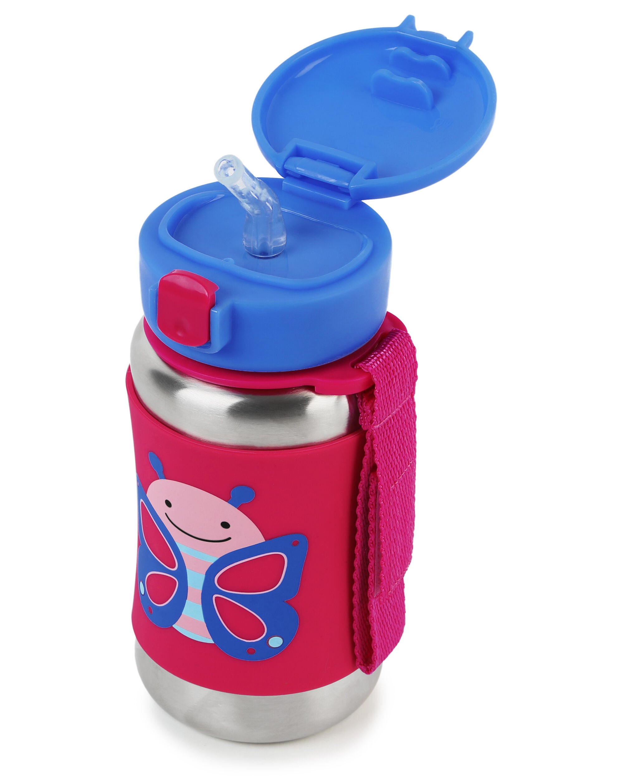 Zoo Stainless Steel Little Kid Straw Bottle, 