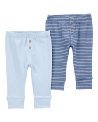 Baby 2-Pack Pull-On Cotton Pants, image 1 of 5 slides
