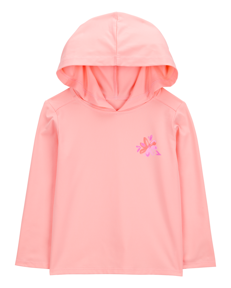 Toddler UPF 50+ Sun Protection Floral Moisture Wicking Active Pullover - Coral, image 1 of 4 slides