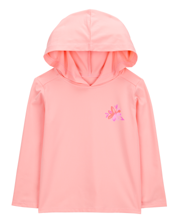 Toddler UPF 50+ Sun Protection Floral Moisture Wicking Active Pullover - Coral, 