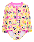 Baby Disney© Minnie Mouse 1-Piece Rashguard Swimsuit - Yellow/Pink, image 2 of 4 slides
