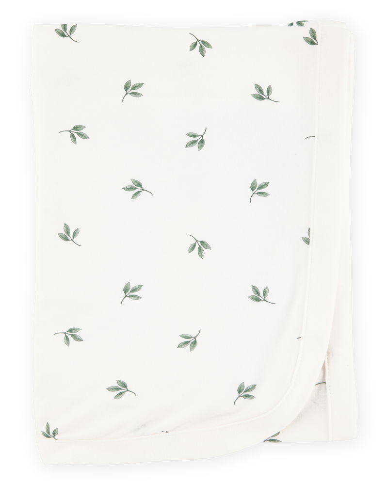 Baby Leaf Print PurelySoft Blanket - Ivory, image 1 of 4 slides