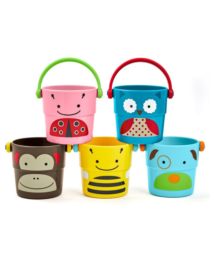 ZOO® Stack & Pour Buckets Baby Bath Toy, image 1 of 6 slides