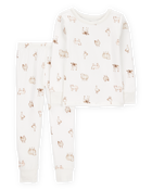 Toddler Farm Animals Print PurelySoft 2-Piece Pajamas - Ivory, image 1 of 5 slides