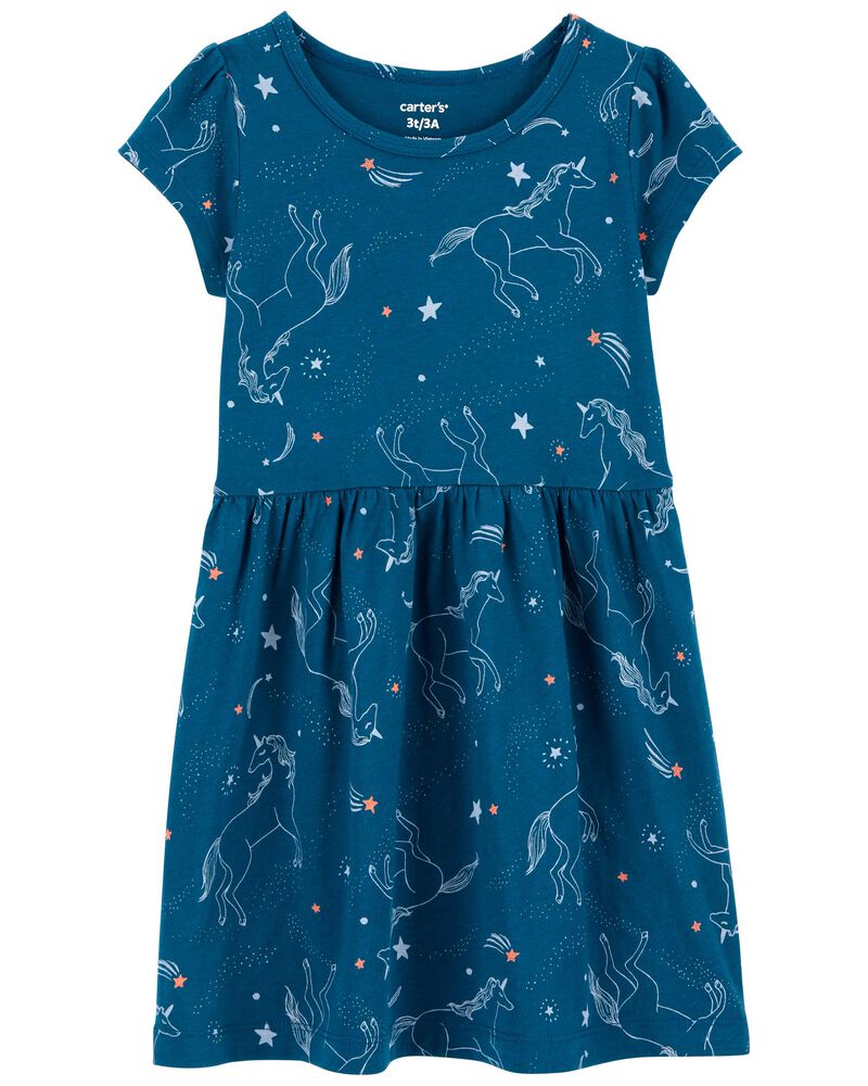 Toddler Unicorn Jersey Dress, image 1 of 3 slides