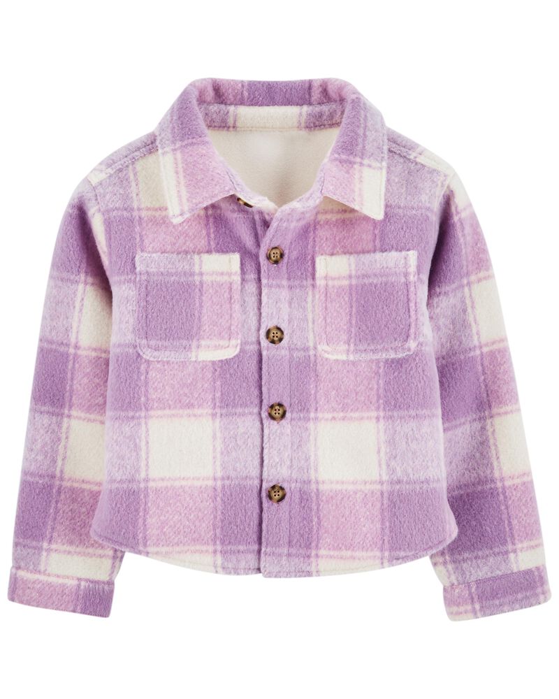 Plaid Fleece-Lined Shacket, image 1 of 4 slides