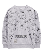 Kid Minecraft Print Pullover - Grey, image 1 of 2 slides