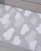 Skip Hop Cozy-Up 2-in-1 Bedside Sleeper Grey & White Clouds 100% Cotton Fitted Bassinet Sheet, image 4 of 4 slides
