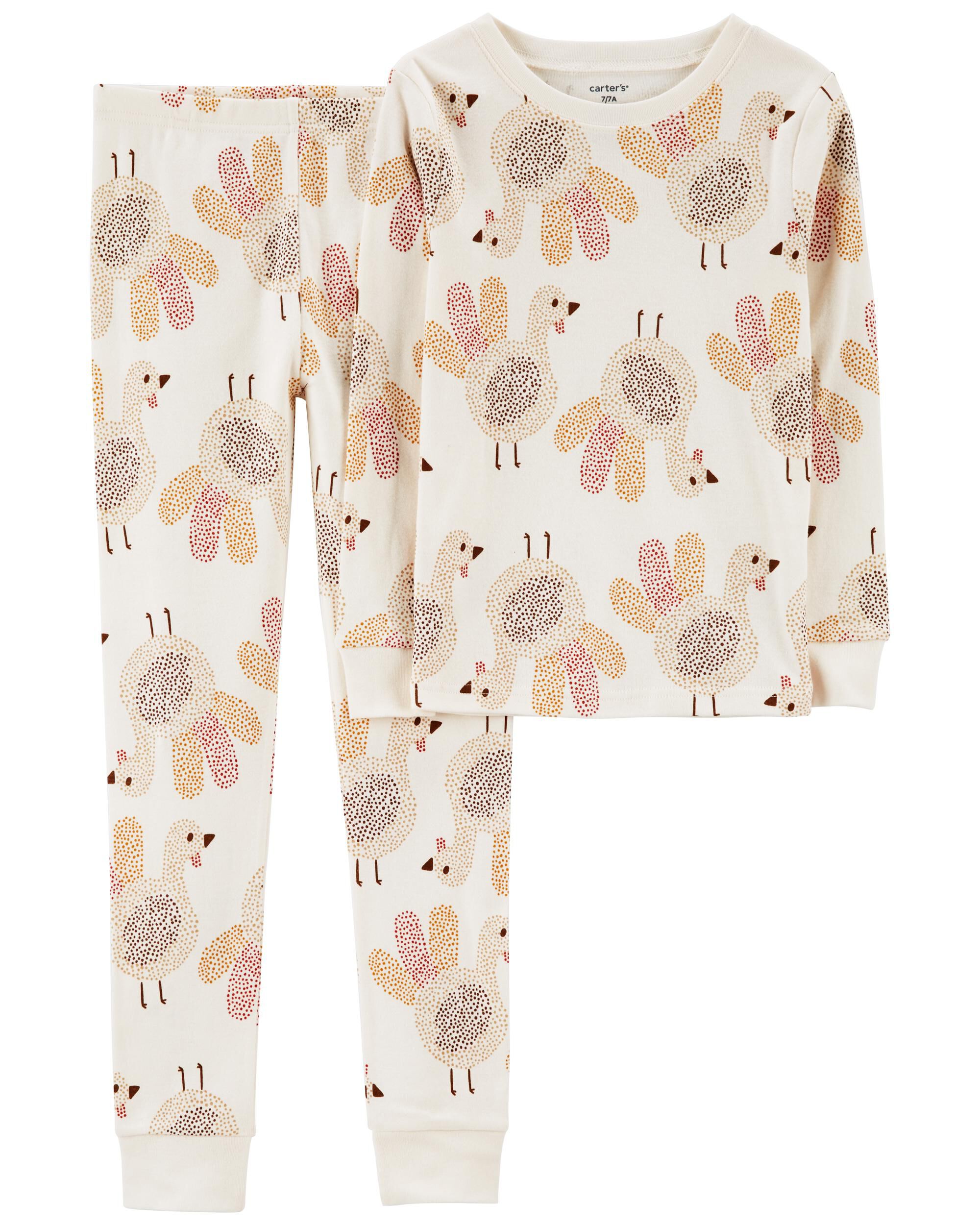 Multi Kid 2 Piece Thanksgiving 100 Snug Fit Cotton Pajamas skiphop