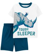 Kid 2-Piece Rhino Loose Fit Poly Pajamas, image 1 of 2 slides