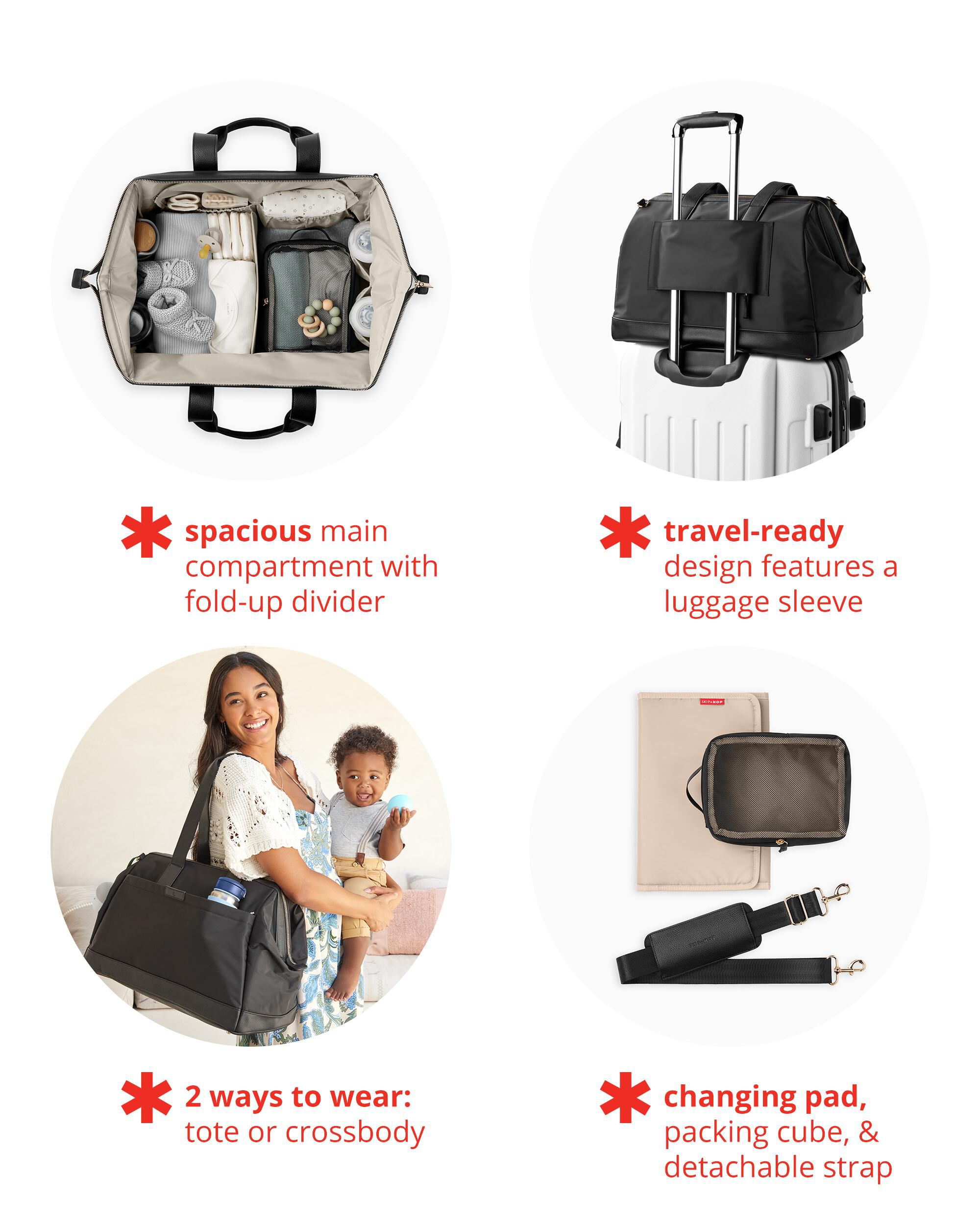 Black Endless Weekender Diaper Bag skiphop
