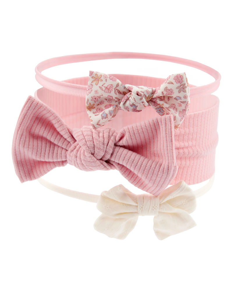 Baby 3-Pack Bow Headwraps - Pink, image 1 of 1 slides