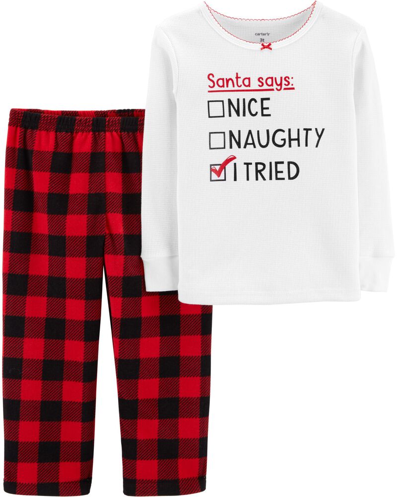 2 Piece Kid Christmas Thermal Fleece Pjs Skiphop Com