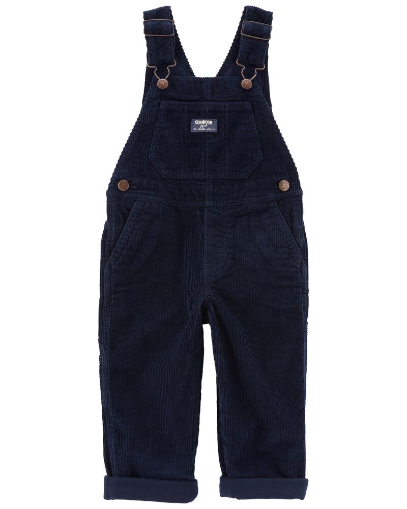 Plaid-Lined Corduroy Overalls, image 1 of 3 slides