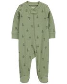 Baby Palm Tree 2-Way Zip Cotton Sleep & Play Pajamas, image 1 of 3 slides