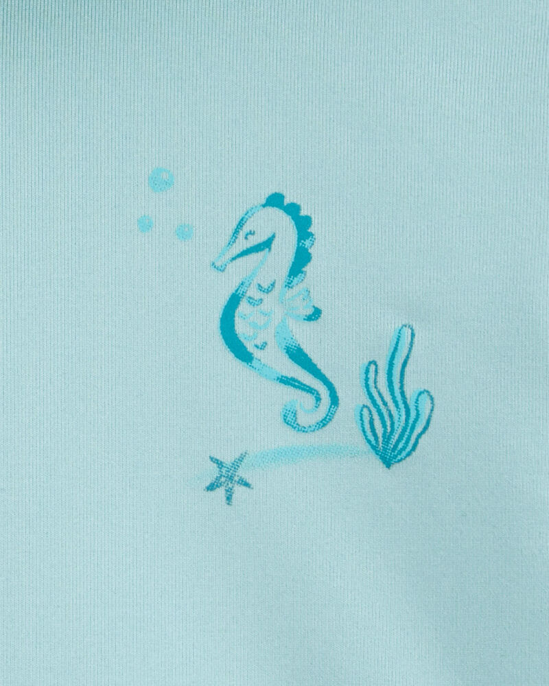 Toddler UPF 50+ Sun Protection Seahorse Moisture Wicking Active Pullover - Blue, image 3 of 4 slides