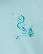 Toddler UPF 50+ Sun Protection Seahorse Moisture Wicking Active Pullover - Blue, image 3 of 4 slides