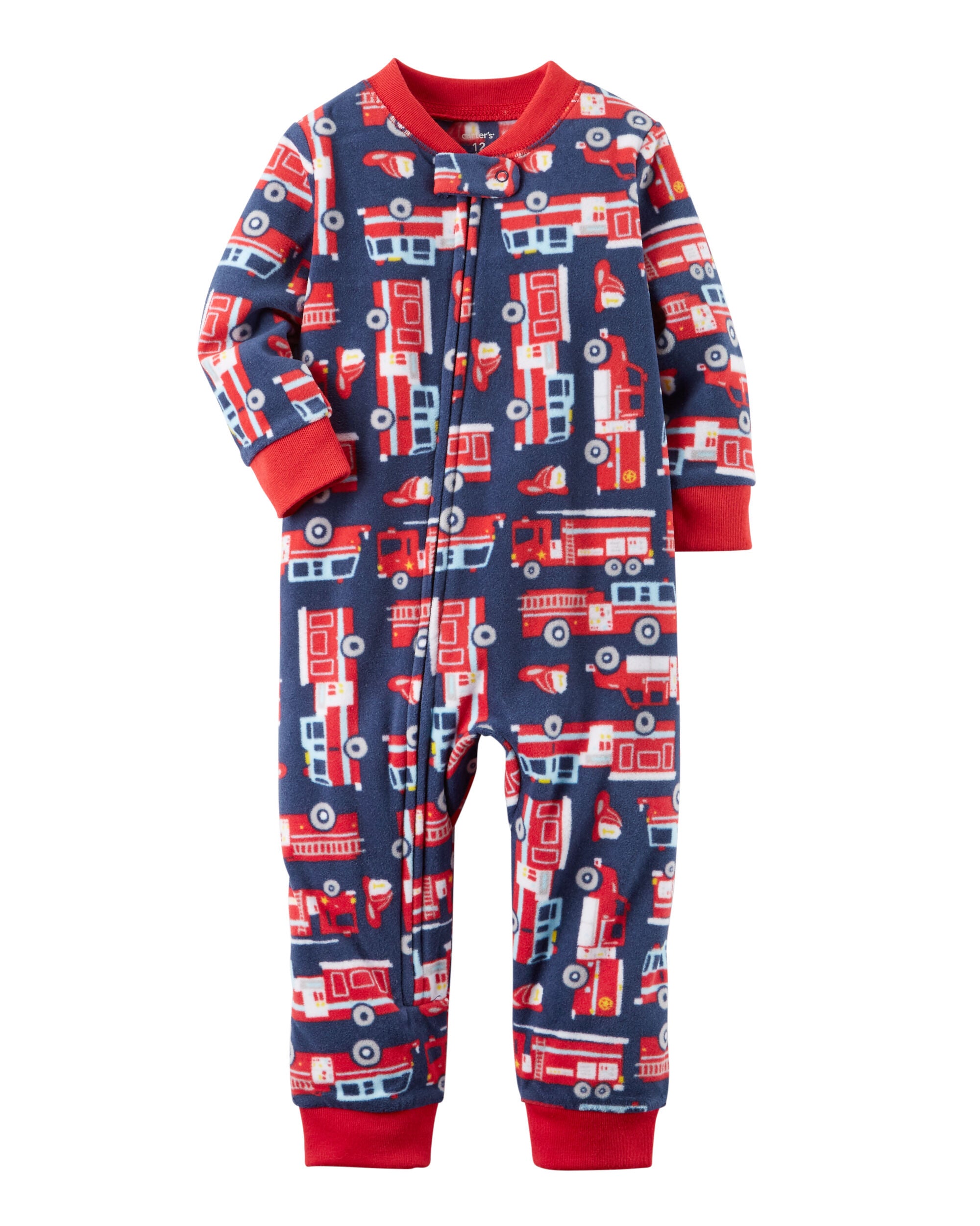 1 Piece Firetruck Fleece Footless Pjs Skiphop Com