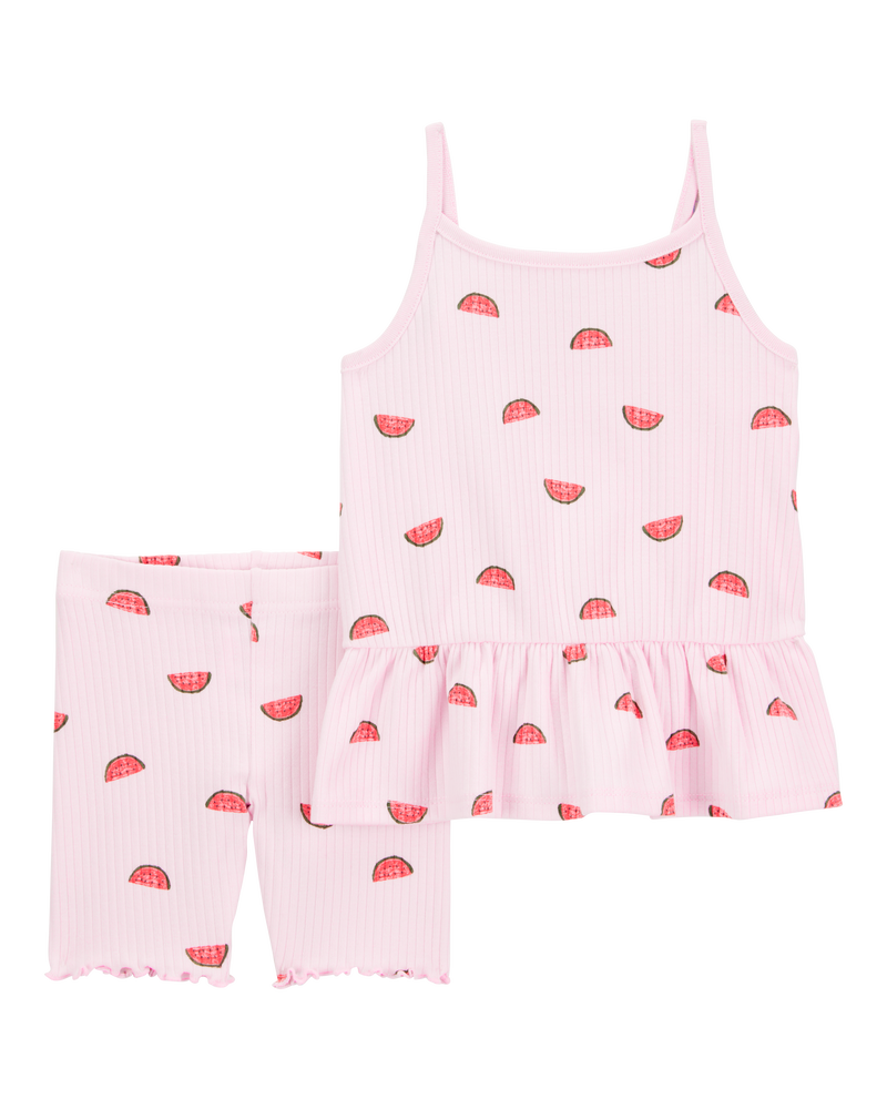 Baby 2-Piece Watermelon Tank & Bike Short Set - Pink, image 1 of 3 slides