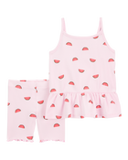 Baby 2-Piece Watermelon Tank & Bike Short Set - Pink, image 1 of 3 slides