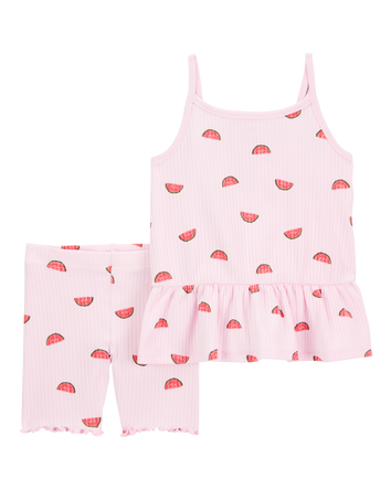 Baby 2-Piece Watermelon Tank & Bike Short Set - Pink, 