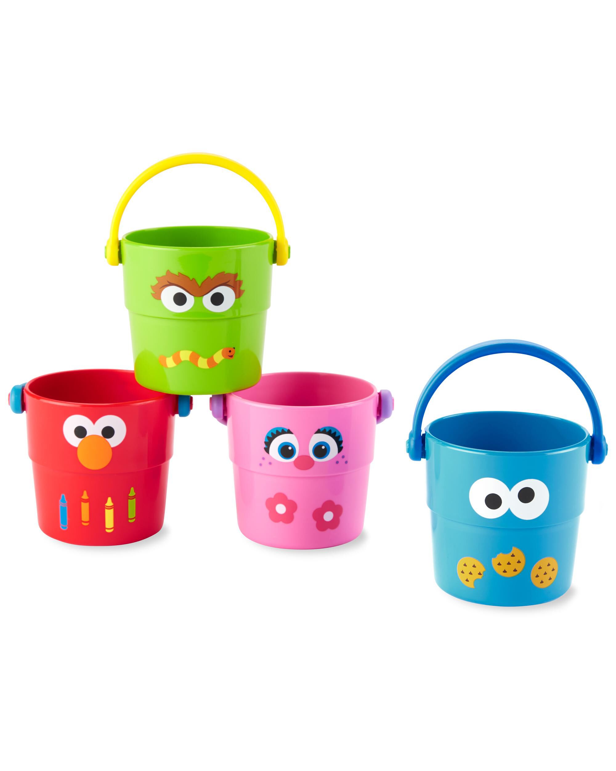 Sesame Street Stack & Pour Bath Buckets, image 1 of 4 slides