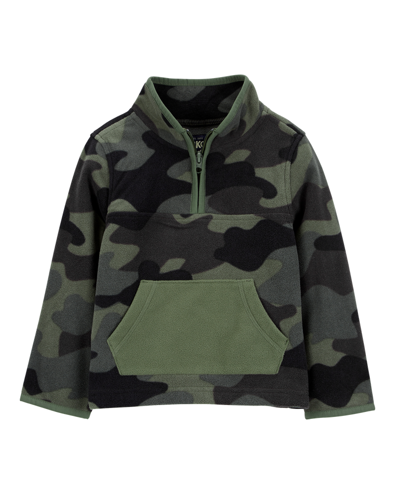 Baby Camo Print Quarter-Zip Microfleece Pullover, image 1 of 3 slides