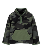 Baby Camo Print Quarter-Zip Microfleece Pullover, image 1 of 3 slides