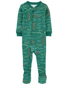 Baby 1-Piece Shark 100% Snug Fit Cotton Footie Pajamas, image 1 of 4 slides