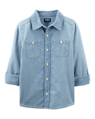 Kid Button-Front Chambray Shirt, image 2 of 4 slides