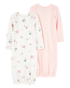 Baby 2-Pack Sleeper Gowns - Pink, image 1 of 6 slides