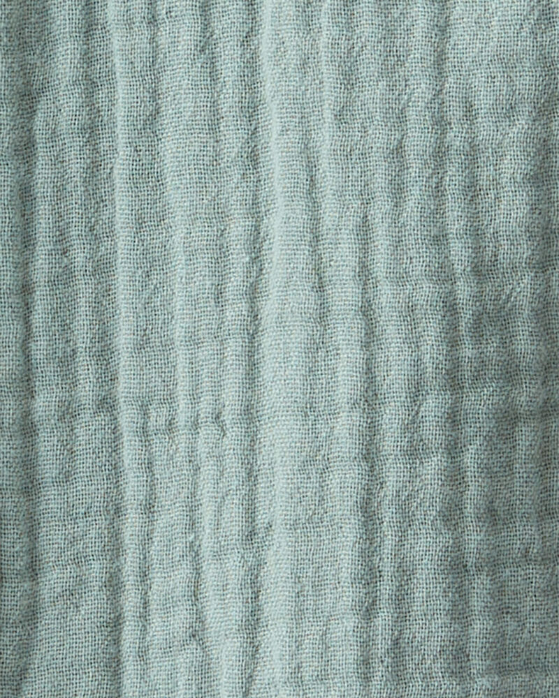 Baby Organic Cotton Gauze Shortalls in Green, image 4 of 6 slides