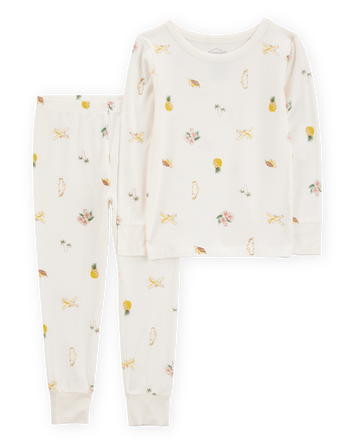 Toddler Tropical Print PurelySoft 2-Piece Pajamas - Ivory, 